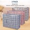 Portable Extra-Large Set Of 3 Plastic Checkered Storage Reusable Laundry Shopping Bags With Zipper And Handles Size 31"